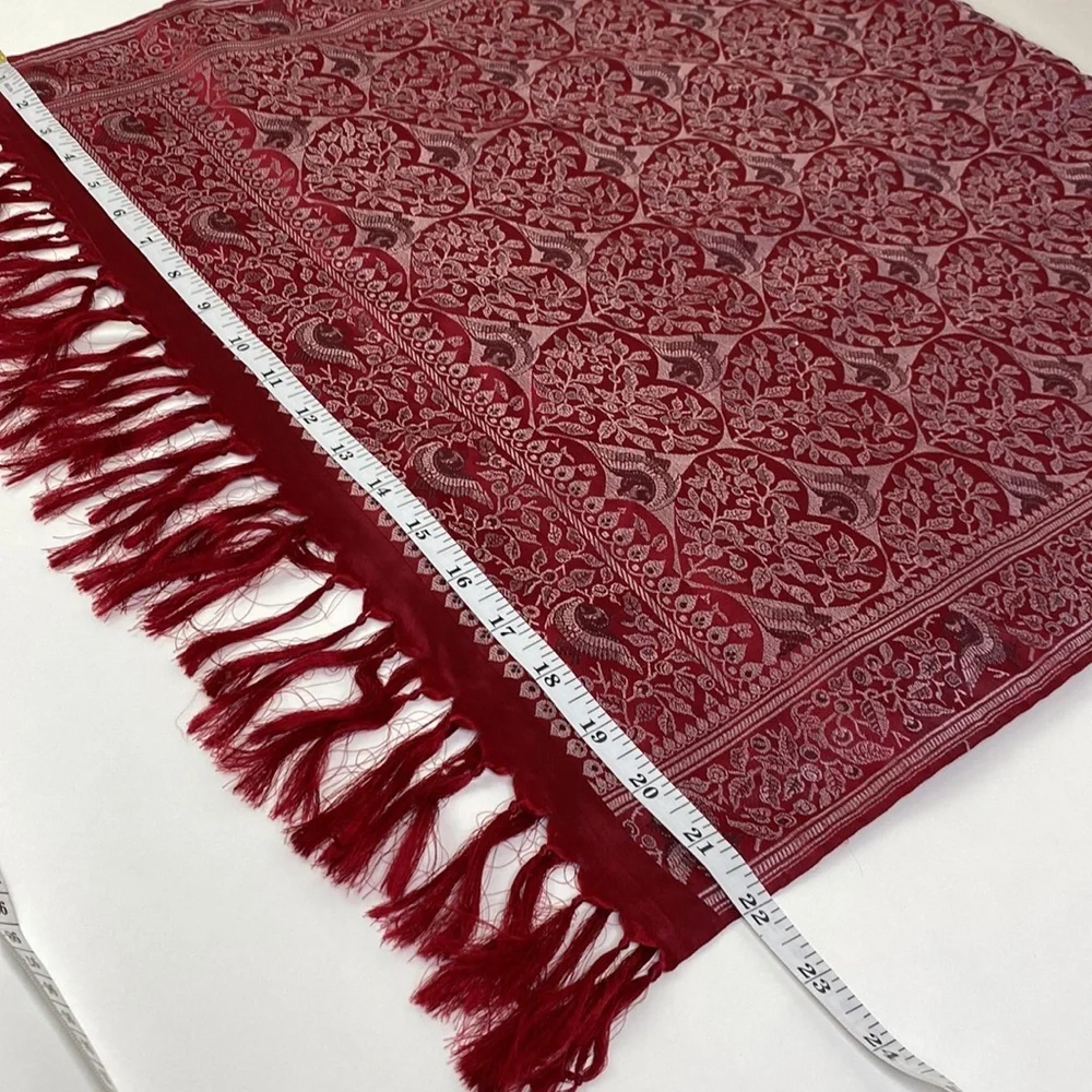 100% Silk Red Heart and‎ Floral Design Table Runner 22”x76”